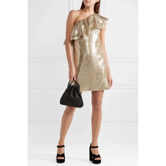 Rachel Zoe Ruffled One-Shoulder Jacquard Dress NWT - Picture 1 of 16